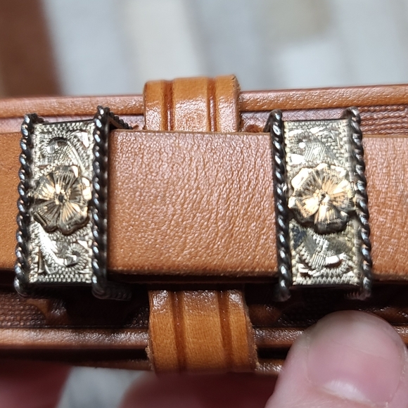 Sunset Trails Sterling/10kt. Belt with Genuine Carved Leather main image 9